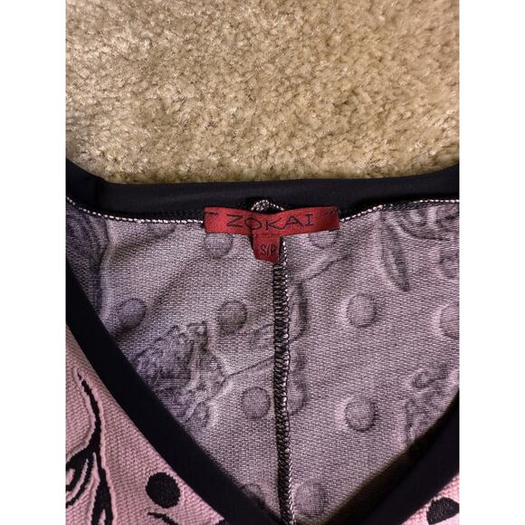 Vintage ZOKAI Womens Dress Pink Black Size Small Midi Floral Sheath Y2K D908 - Picture 6 of 9